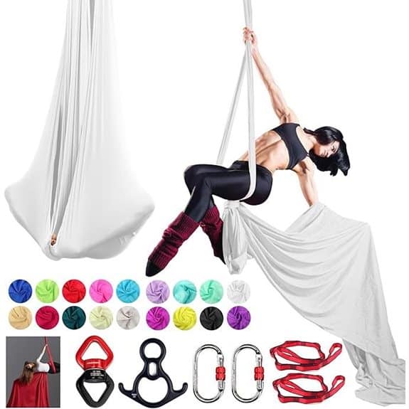 15 beste Yoga-Anfängerset perfekt für deinen ersten Flow Anfänger Yoga, beste, deinen, empfehlungen, ersten, flow, für, perfekt, produkt, yoga, Yoga Sets, Yoga Zubehör, yoga-anfängerset 5 Aerial Silks Set mit Hardware (9 Yards)