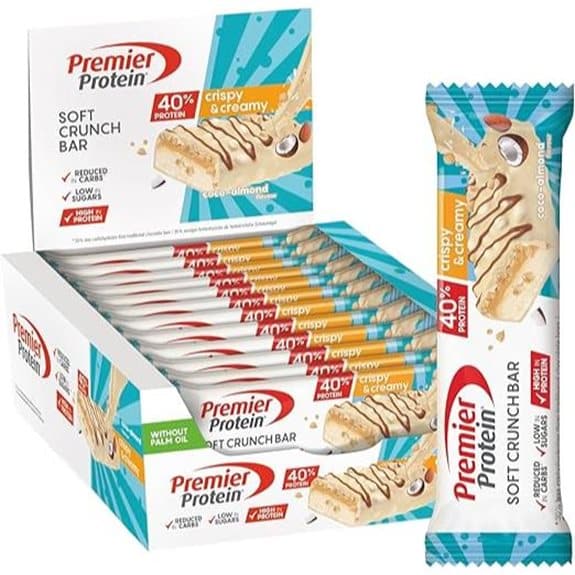 15 beste Proteinriegel, die tatsächlich wie eine echte Leckerei schmecken beste, die, echte, eine, empfehlungen, Fitness snacks, gesunde Ernährung, leckerei, produkt, Proteinriegel, schmecken, tatsächlich, wie, yoga 2 Premier Protein Soft Crunch Bar Coco-Almond (12er-Pack)