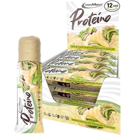15 beste Proteinriegel, die tatsächlich wie eine echte Leckerei schmecken beste, die, echte, eine, empfehlungen, Fitness snacks, gesunde Ernährung, leckerei, produkt, Proteinriegel, schmecken, tatsächlich, wie, yoga 15 IronMaxx Proteino Protein Riegel Weiße Schokolade Pistazie (12er-Pack)