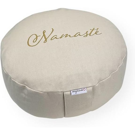 15 beste Yogakissen, die deine Praxis für immer verändern werden beste, deine, die, empfehlungen, für, immer, Meditation, praxis, produkt, verändern, werden, yoga, Yoga-Praxis, Yogakissen 6 Meditationskissen mit waschbarem besticktem Namasté-Bezug